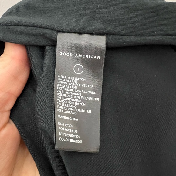 Good American Tank Dress 90s Square Neck Sleeveless Black Classic Stretch 622 - Picture 8 of 9